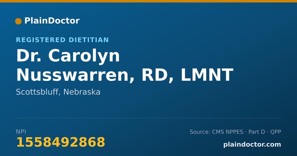 Shareable card for Carolyn Nusswarren, RD, LMNT - Registered Dietitian, Scottsbluff, NE