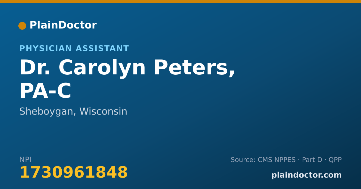 Shareable card for Carolyn Peters, PA-C - Physician Assistant, Sheboygan, WI