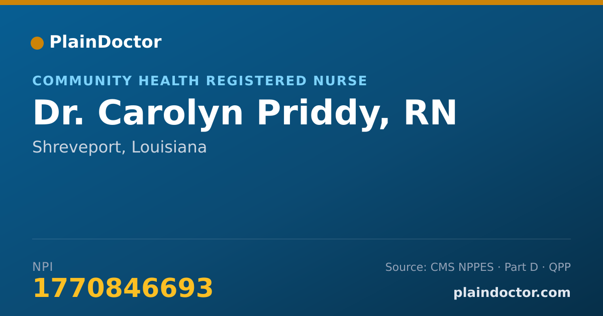 Shareable card for Carolyn Priddy, RN - Community Health Registered Nurse, Shreveport, LA