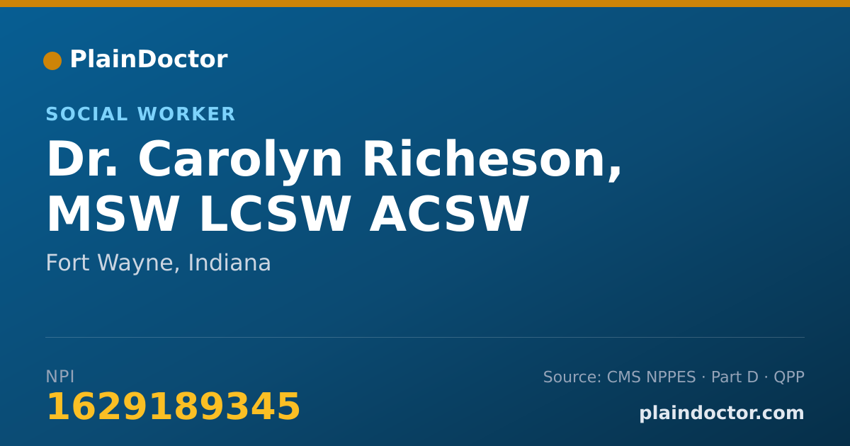 Shareable card for Carolyn Richeson, MSW LCSW ACSW - Social Worker, Fort Wayne, IN