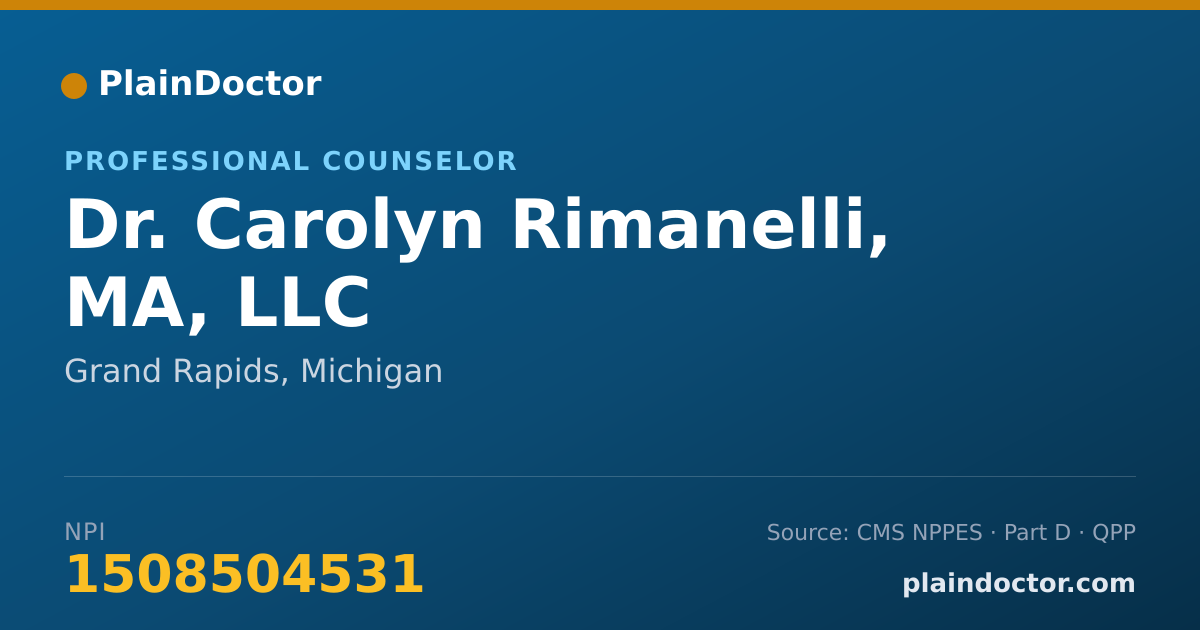 Shareable card for Carolyn Rimanelli, MA, LLC - Professional Counselor, Grand Rapids, MI