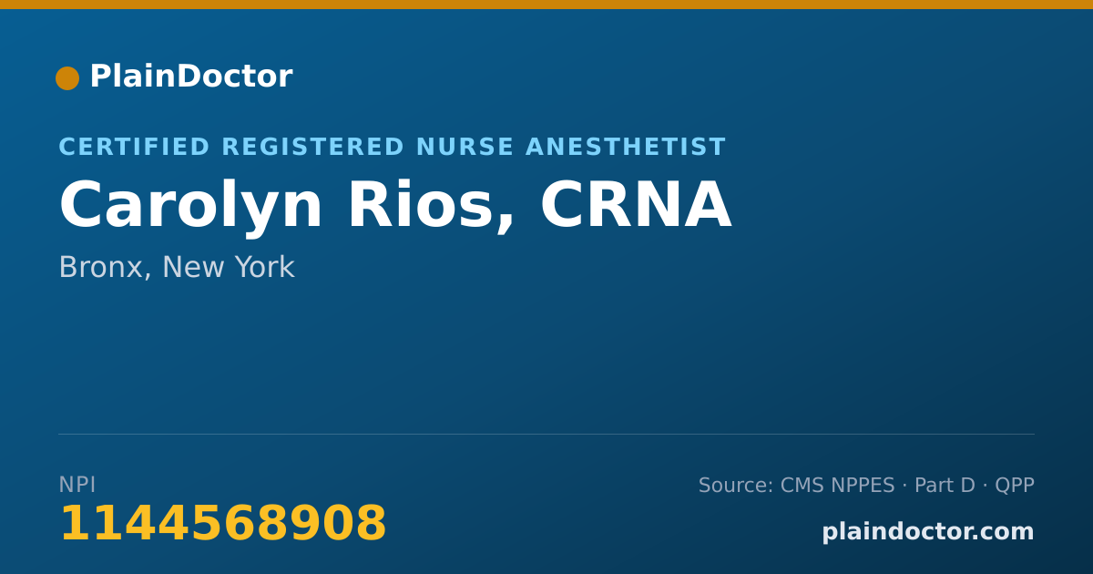 Shareable card for Carolyn Rios, CRNA - Certified Registered Nurse Anesthetist, Bronx, NY