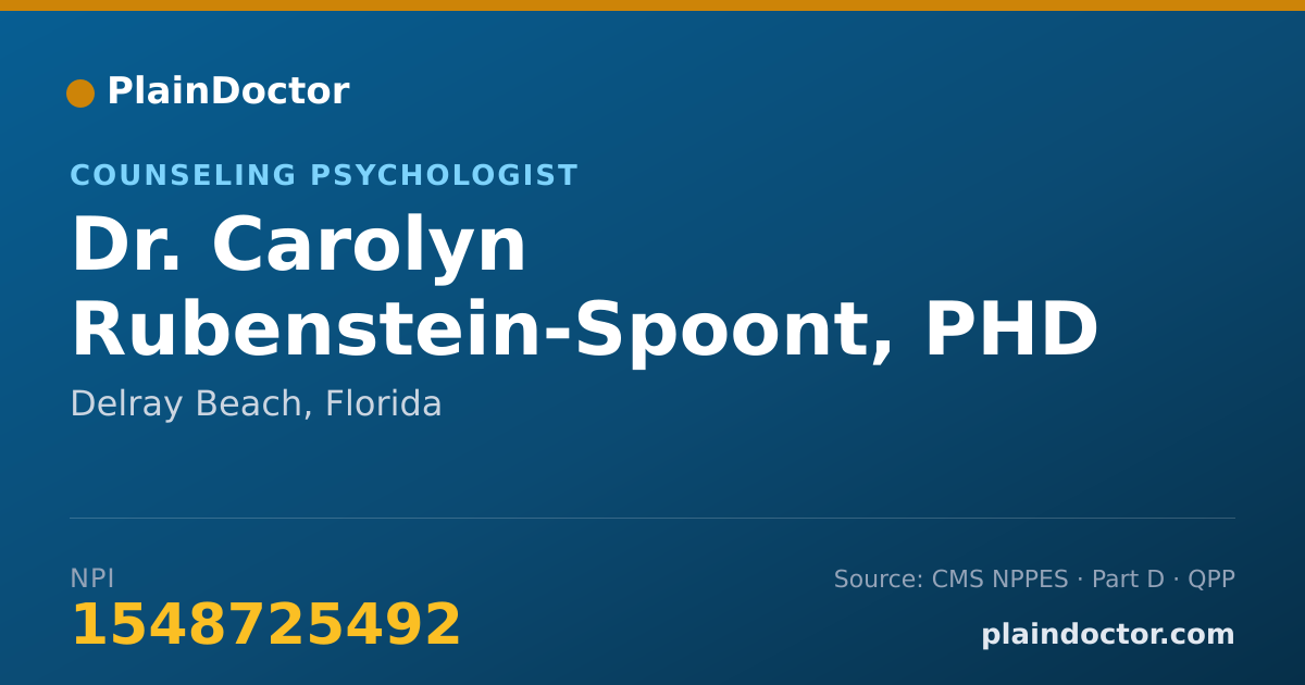 Shareable card for Carolyn Rubenstein-Spoont, PHD - Counseling Psychologist, Delray Beach, FL
