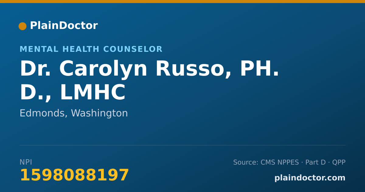 Shareable card for Carolyn Russo, PH. D., LMHC - Mental Health Counselor, Edmonds, WA