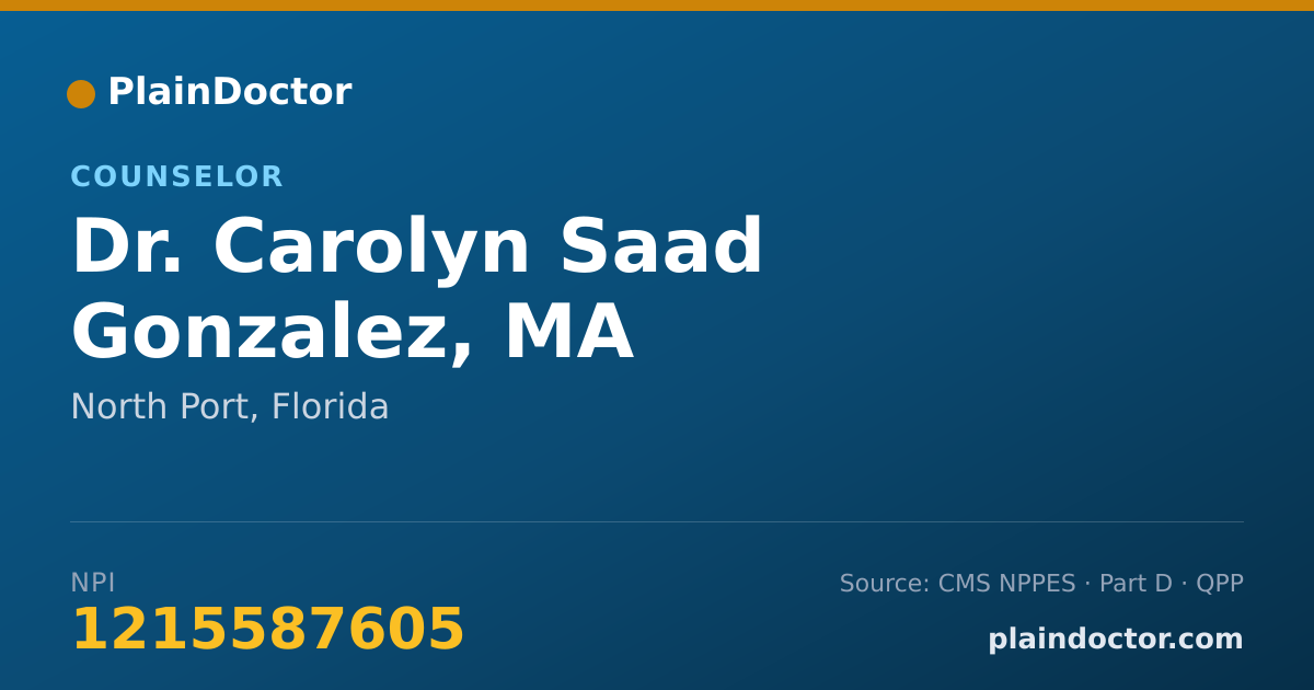 Shareable card for Carolyn Saad Gonzalez, MA - Counselor, North Port, FL