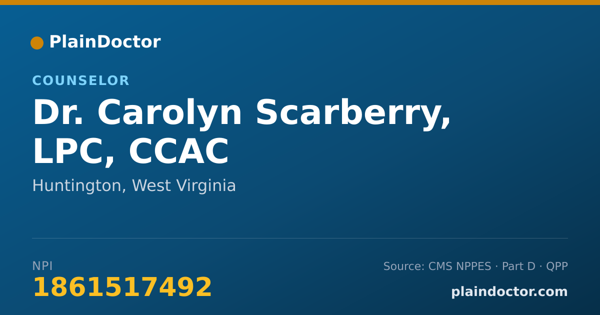 Shareable card for Carolyn Scarberry, LPC, CCAC - Counselor, Huntington, WV