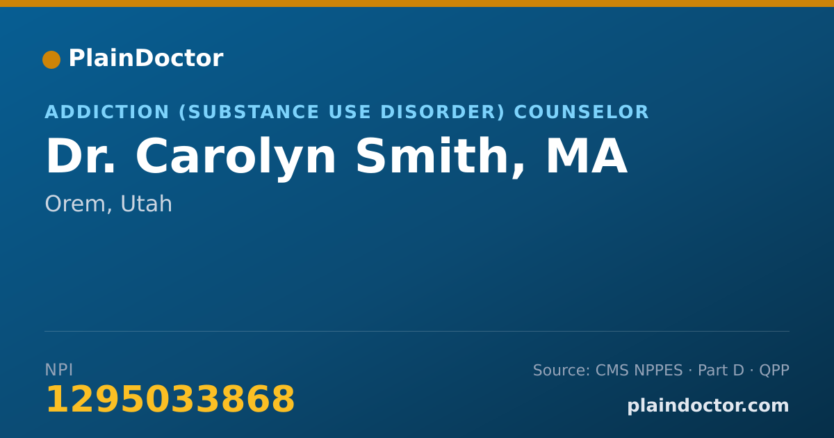 Shareable card for Carolyn Smith, MA - Addiction (Substance Use Disorder) Counselor, Orem, UT