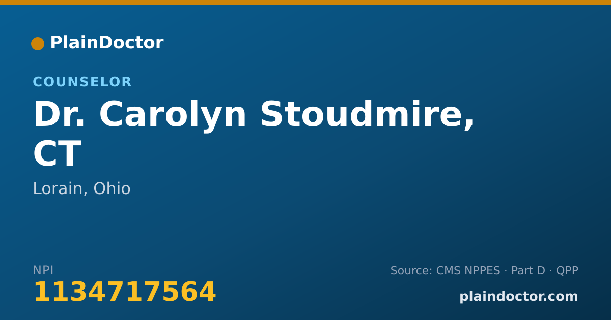 Shareable card for Carolyn Stoudmire, CT - Counselor, Lorain, OH