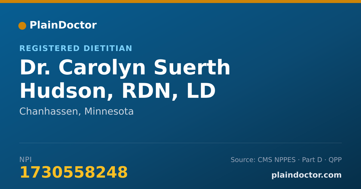 Shareable card for Carolyn Suerth Hudson, RDN, LD - Registered Dietitian, Chanhassen, MN