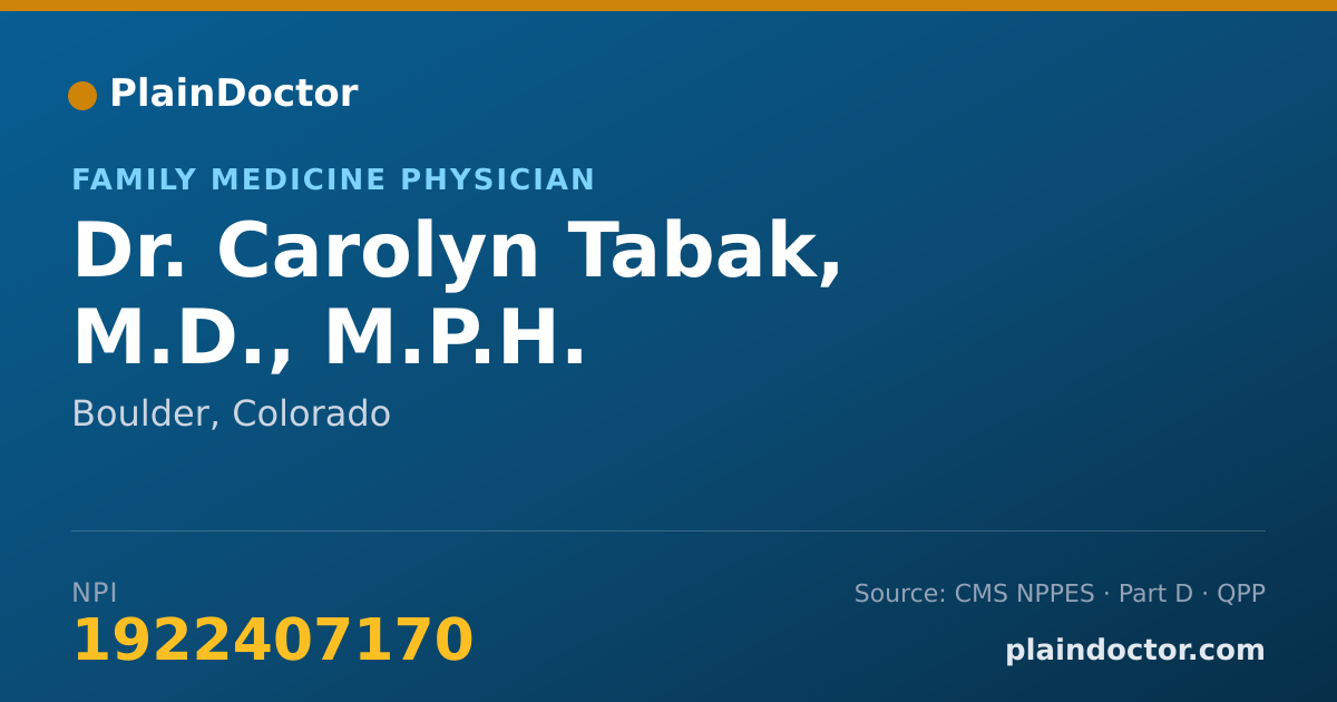 Shareable card for Carolyn Tabak, M.D., M.P.H. - Family Medicine Physician, Boulder, CO