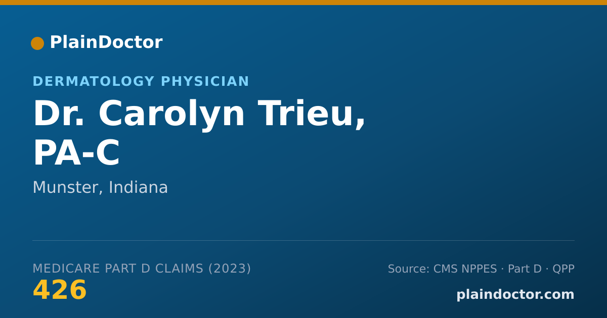 Shareable card for Carolyn Trieu, PA-C - Dermatology Physician, Munster, IN