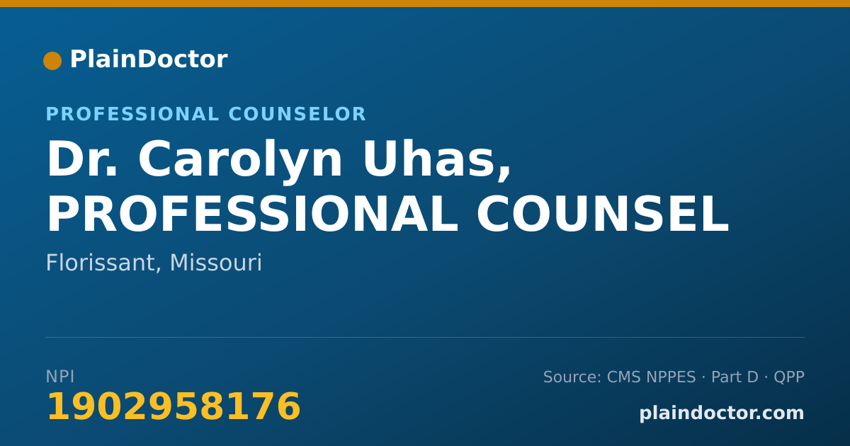 Shareable card for Carolyn Uhas, PROFESSIONAL COUNSEL - Professional Counselor, Florissant, MO