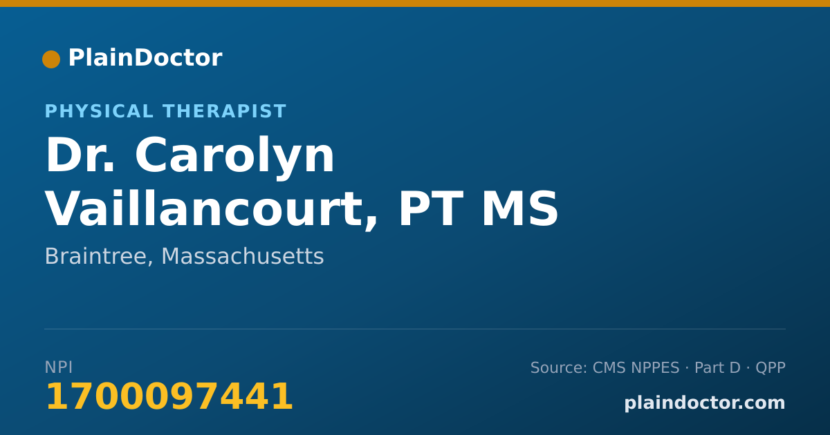 Shareable card for Carolyn Vaillancourt, PT MS NCS - Physical Therapist, Braintree, MA