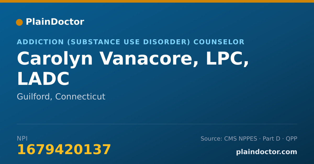 Shareable card for Carolyn Vanacore, LPC, LADC - Addiction (Substance Use Disorder) Counselor, Guilford, CT