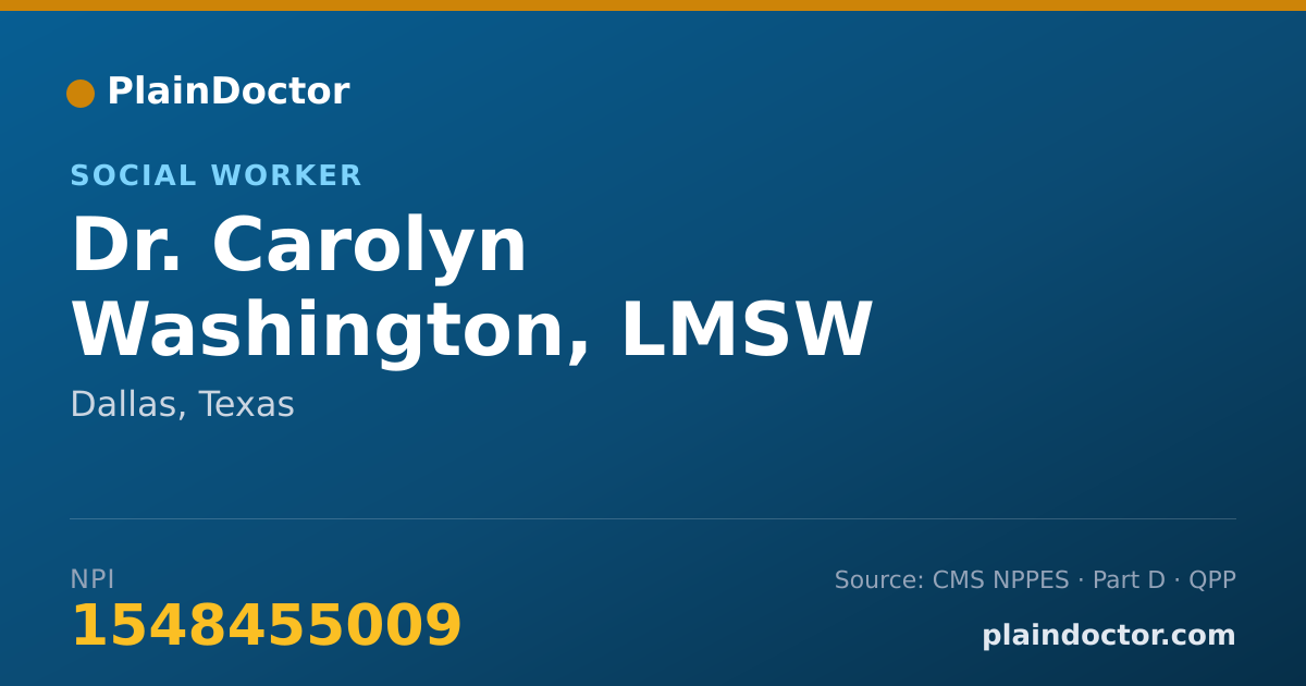 Shareable card for Carolyn Washington, LMSW - Social Worker, Dallas, TX