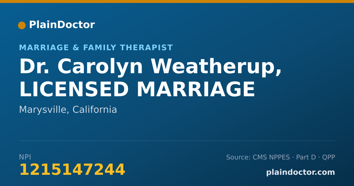 Shareable card for Carolyn Weatherup, LICENSED MARRIAGE - Marriage & Family Therapist, Marysville, CA
