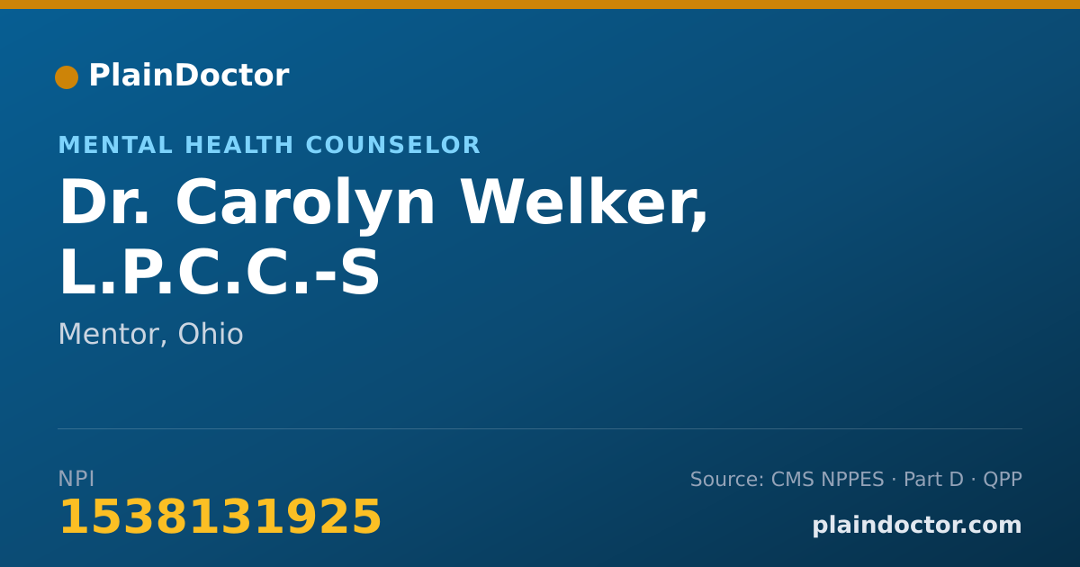 Shareable card for Carolyn Welker, L.P.C.C.-S - Mental Health Counselor, Mentor, OH