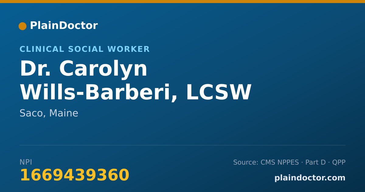 Shareable card for Carolyn Wills-Barberi, LCSW - Clinical Social Worker, Saco, ME