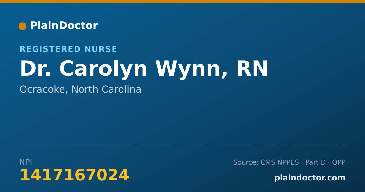 Shareable card for Carolyn Wynn, RN - Registered Nurse, Ocracoke, NC
