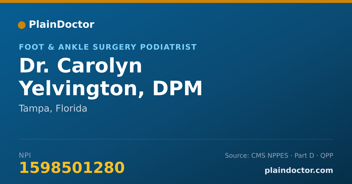 Shareable card for Carolyn Yelvington, DPM - Foot & Ankle Surgery Podiatrist, Tampa, FL