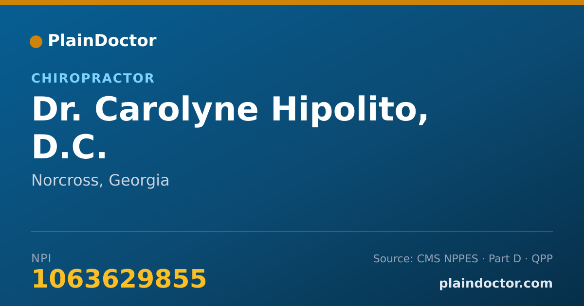 Shareable card for Carolyne Hipolito, D.C. - Chiropractor, Norcross, GA