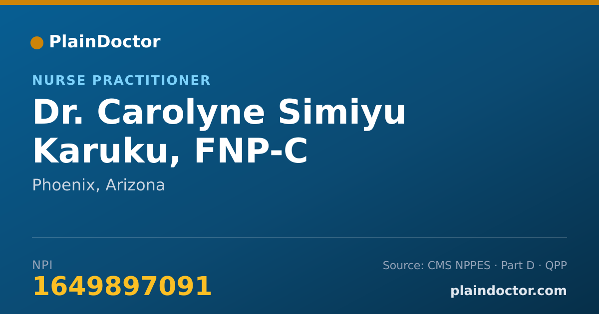 Shareable card for Carolyne Simiyu Karuku, FNP-C - Nurse Practitioner, Phoenix, AZ