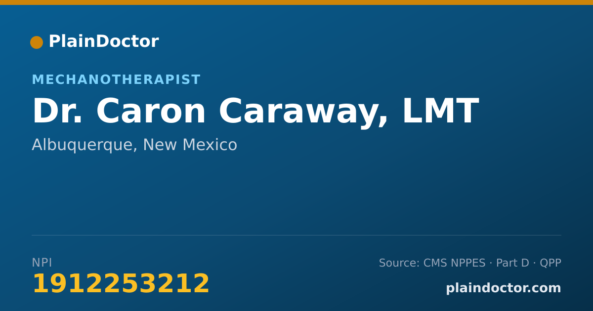 Shareable card for Caron Caraway, LMT - Mechanotherapist, Albuquerque, NM