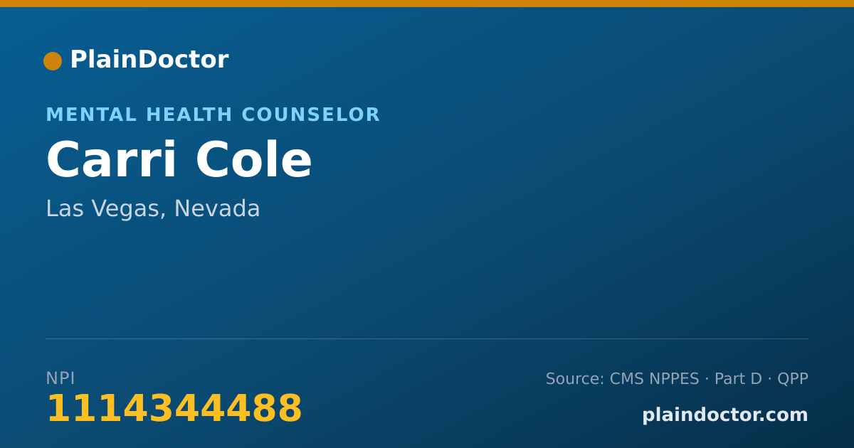 Shareable card for Carri Cole - Mental Health Counselor, Las Vegas, NV