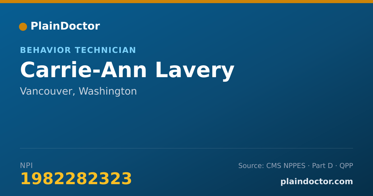 Shareable card for Carrie-Ann Lavery - Behavior Technician, Vancouver, WA