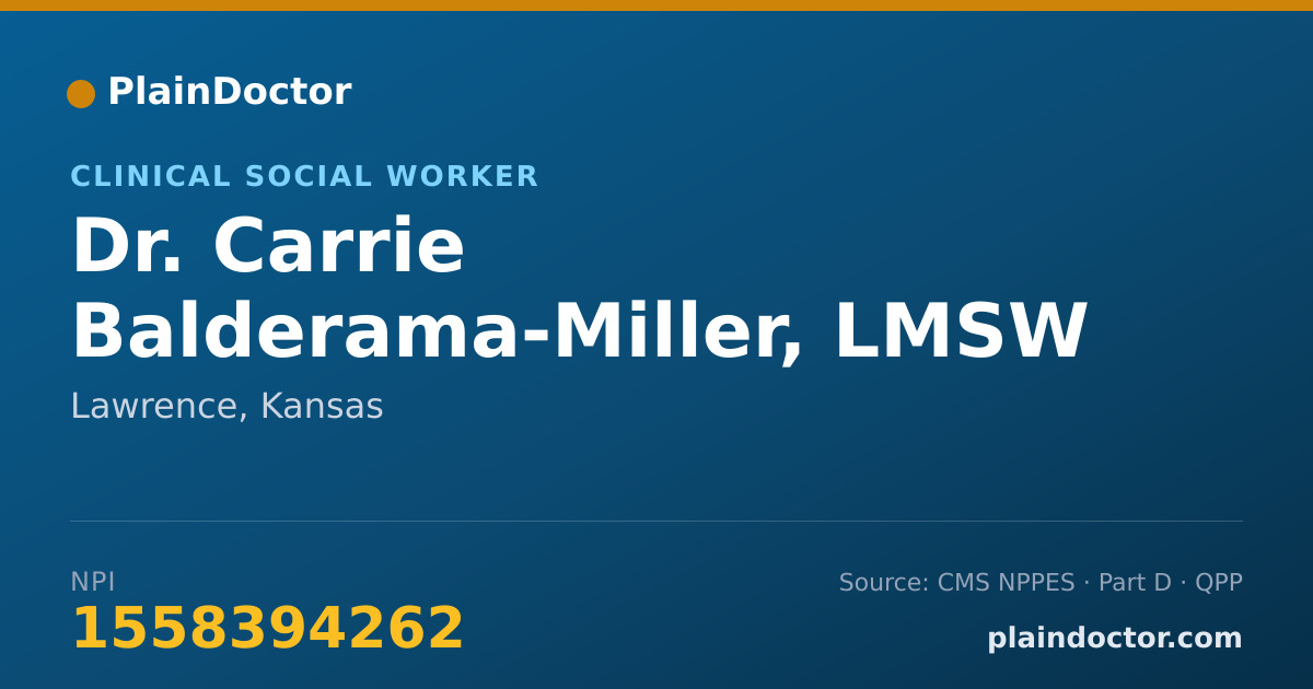 Shareable card for Carrie Balderama-Miller, LMSW - Clinical Social Worker, Lawrence, KS