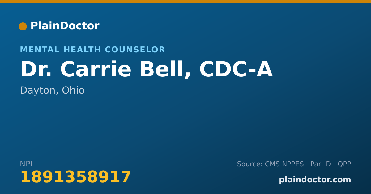 Shareable card for Carrie Bell, CDC-A - Mental Health Counselor, Dayton, OH