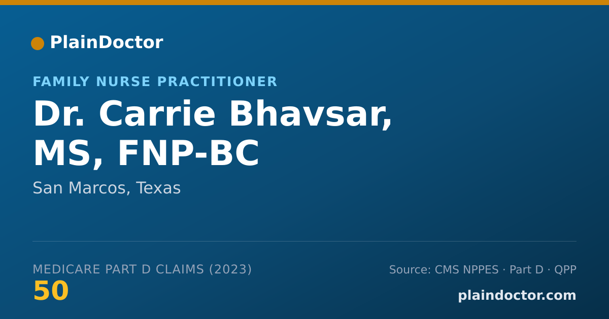Shareable card for Carrie Bhavsar, MS, FNP-BC - Family Nurse Practitioner, San Marcos, TX