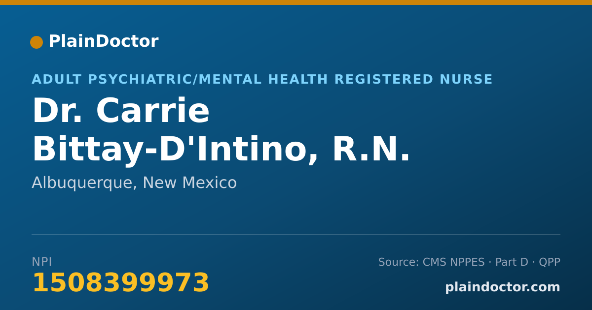 Shareable card for Carrie Bittay-D'Intino, R.N. - Adult Psychiatric/Mental Health Registered Nurse, Albuquerque, NM