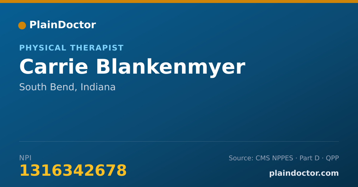 Shareable card for Carrie Blankenmyer - Physical Therapist, South Bend, IN
