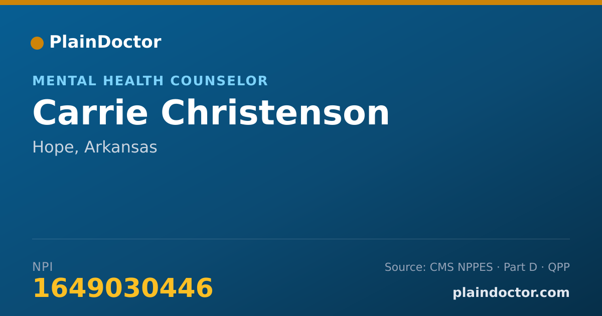 Shareable card for Carrie Christenson - Mental Health Counselor, Hope, AR