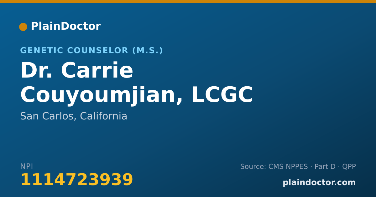Shareable card for Carrie Couyoumjian, LCGC - Genetic Counselor (M.S.), San Carlos, CA