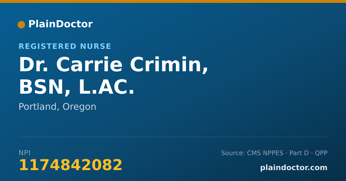 Shareable card for Carrie Crimin, BSN, L.AC. - Registered Nurse, Portland, OR