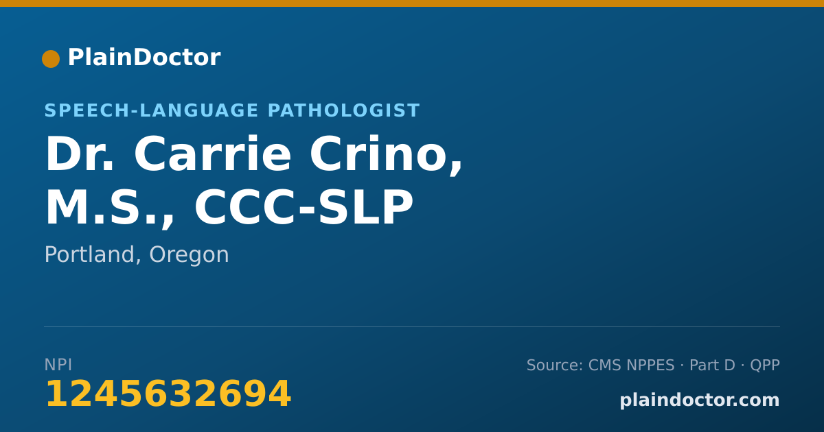 Shareable card for Carrie Crino, M.S., CCC-SLP - Speech-Language Pathologist, Portland, OR