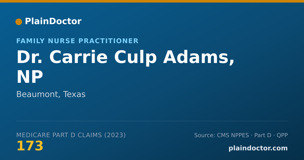Shareable card for Carrie Culp Adams, NP - Family Nurse Practitioner, Beaumont, TX