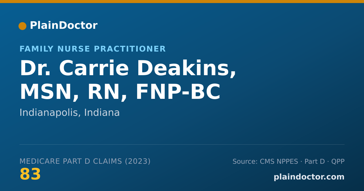 Shareable card for Carrie Deakins, MSN, RN, FNP-BC - Family Nurse Practitioner, Indianapolis, IN