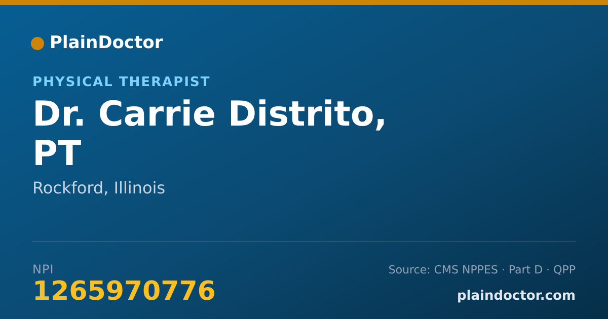 Shareable card for Carrie Distrito, PT - Physical Therapist, Rockford, IL