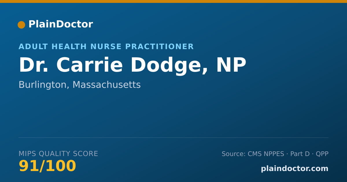 Shareable card for Carrie Dodge, NP - Adult Health Nurse Practitioner, Burlington, MA
