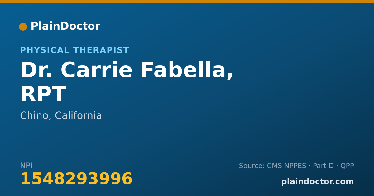 Shareable card for Carrie Fabella, RPT - Physical Therapist, Chino, CA