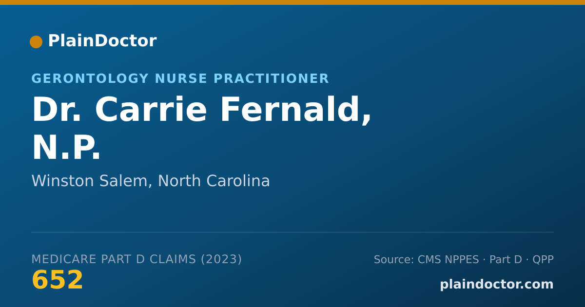 Shareable card for Carrie Fernald, N.P. - Gerontology Nurse Practitioner, Winston Salem, NC