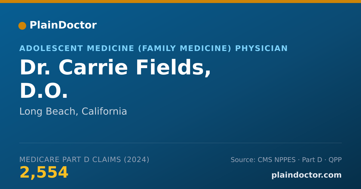 Shareable card for Carrie Fields, D.O. - Adolescent Medicine (Family Medicine) Physician, Long Beach, CA