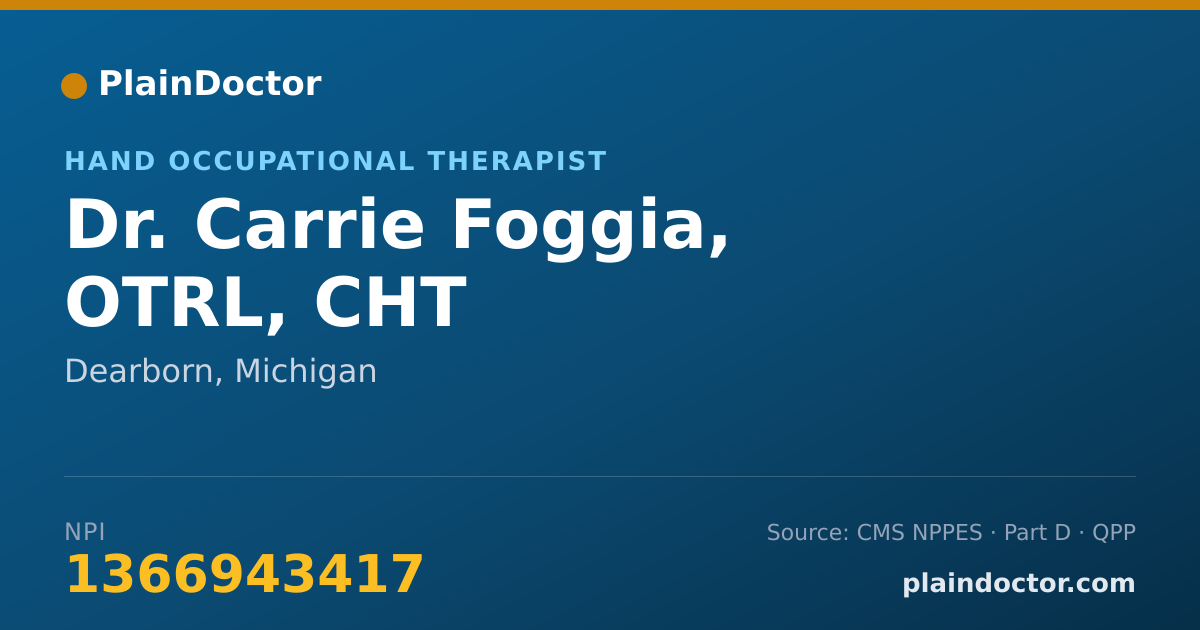 Shareable card for Carrie Foggia, OTRL, CHT - Hand Occupational Therapist, Dearborn, MI