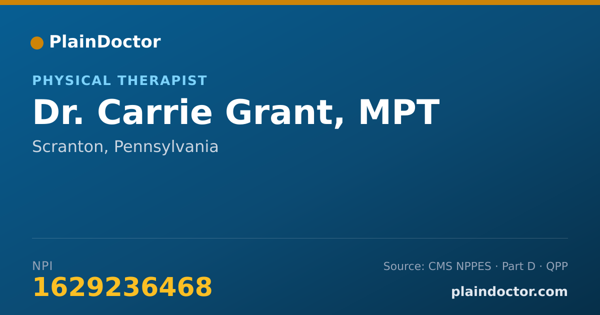 Shareable card for Carrie Grant, MPT - Physical Therapist, Scranton, PA