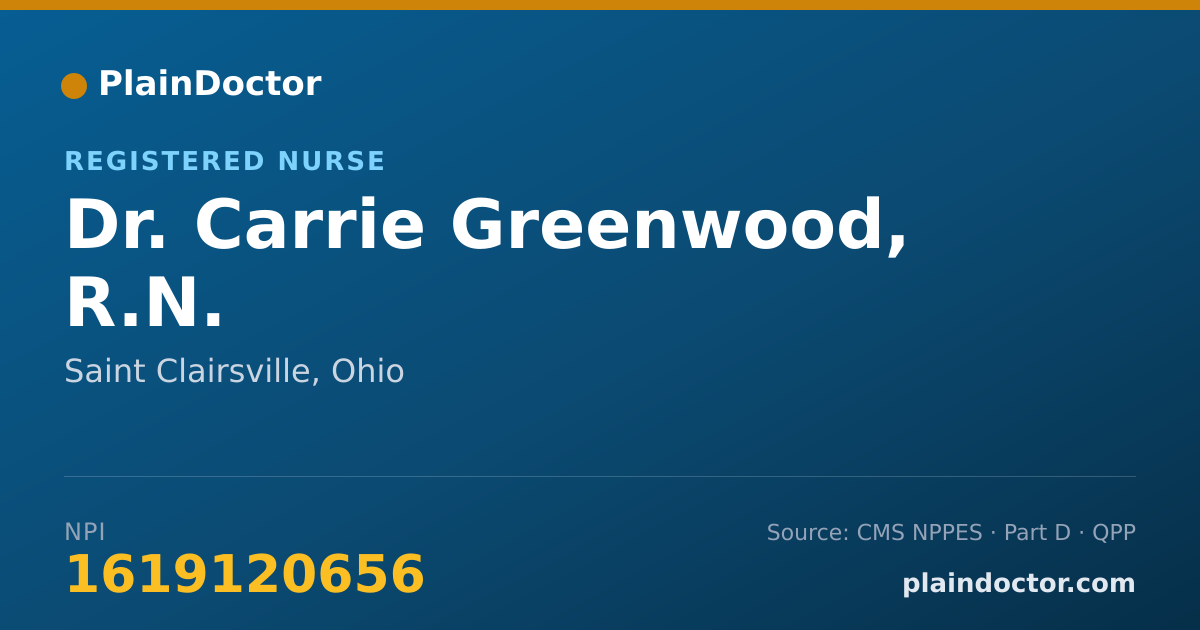 Shareable card for Carrie Greenwood, R.N. - Registered Nurse, Saint Clairsville, OH