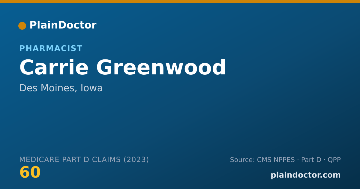 Shareable card for Carrie Greenwood - Pharmacist, Des Moines, IA