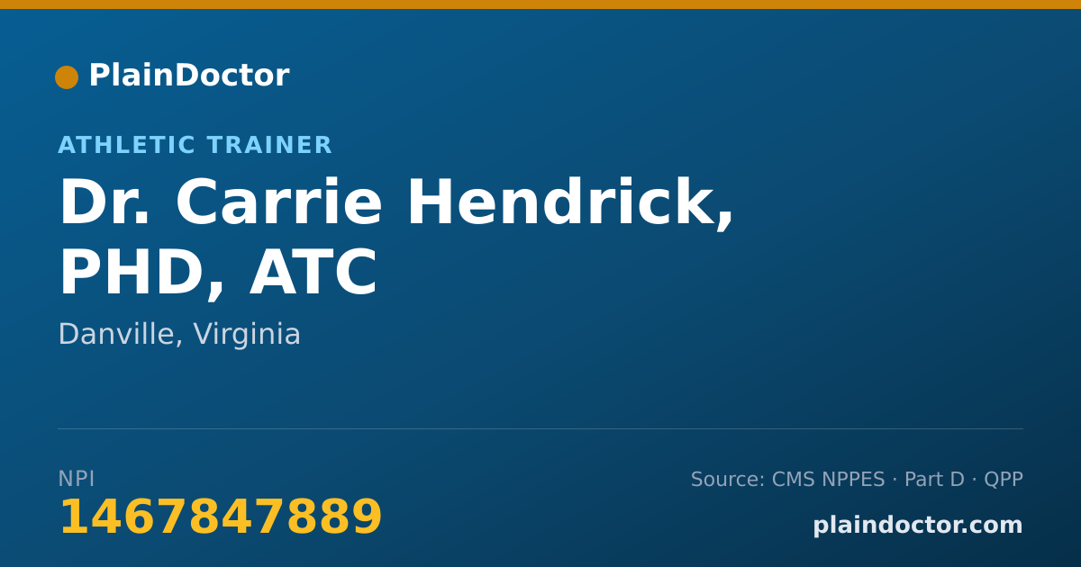 Shareable card for Carrie Hendrick, PHD, ATC - Athletic Trainer, Danville, VA